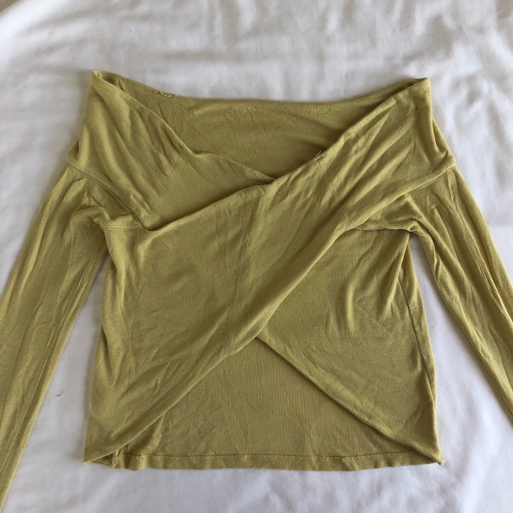 Free People Mustard Cross Sweater-Shirt
